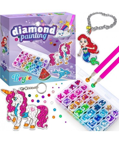 Gem Art Diamond Painting Kits for Kids with Storage Case Jewelry Keychains Stickers and More - Craft Kit with Unicorn and Mer...