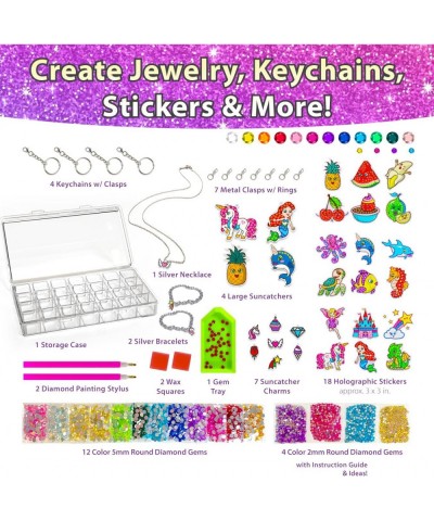 Gem Art Diamond Painting Kits for Kids with Storage Case Jewelry Keychains Stickers and More - Craft Kit with Unicorn and Mer...