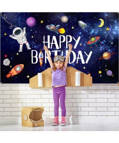 Outer Space Happy Birthday Photography Background Astronaut Rocket Backdrop Banner Astrology Astronomy Planet Galaxy Photo Ba...