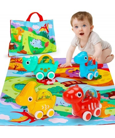 Dinosaur Cars Toys for 1 Year Old Boys Girls 4 Vehicle with Play Mat/Storage Bag Early Educational Infant Toys 6 9 Month Baby...