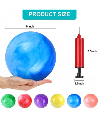 12 Pcs 9 Inch Inflatable Balls for Kids & 2 Hand Pump Bouncy Beach Ball Kickball Toys Pets School Playground Indoor/Outdoor P...