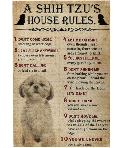 A Shih Tzu House Rules for Fan Dog 500 Piece Format Jigsaw Puzzle Adults Kids - Childhood Education Wooden Cartoon Toys $40.5...