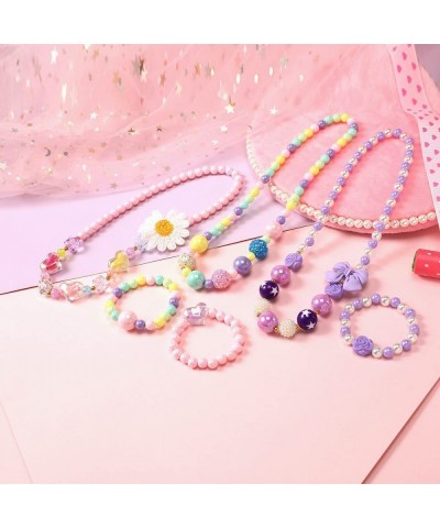 Kids Beaded Necklace and Bracelet 3 Sets Little Girls Jewelry In Box Favors Bags For Kids $20.66 Kids' Dress-Up Accessories