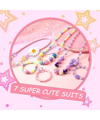 Kids Beaded Necklace and Bracelet 3 Sets Little Girls Jewelry In Box Favors Bags For Kids $20.66 Kids' Dress-Up Accessories