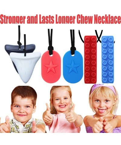 Chew Necklace - 6-Pack （ Dog Tag Shark and Building |Block）- Perfect for Autistic ADHD SPD Oral Motor Children Kids Boys and ...