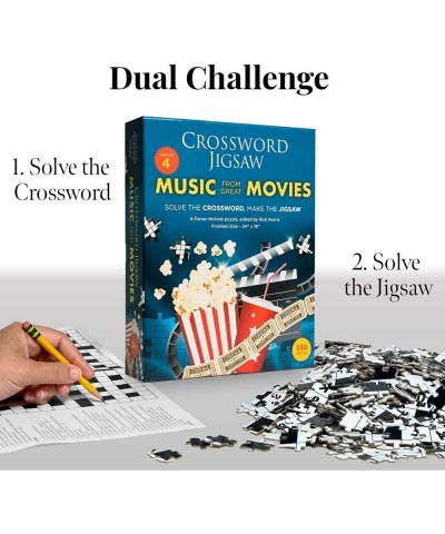 Movie Song Trivia Crossword Jigsaw Puzzle | 2 in 1 Fun Puzzle for Movie Buffs Families $47.47 Jigsaw Puzzles