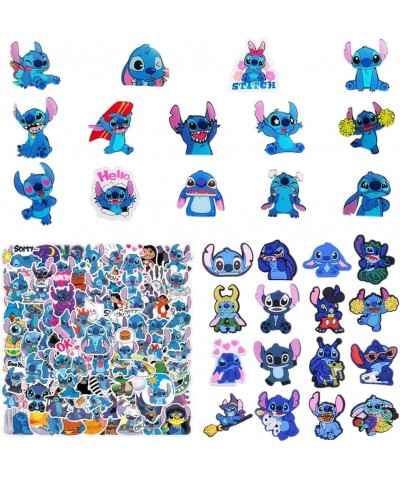 130PCS Lilo and Stitch Party Favors Include 16 Shoe Charms 14 Kawaii Button Pins 100 Anime Cute Stickers for Kids Boys Girls ...