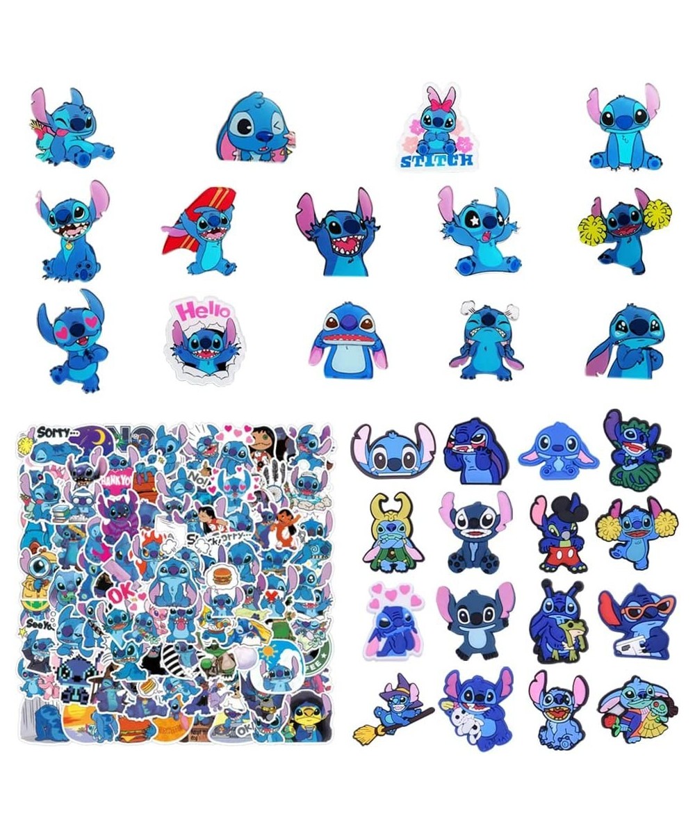 130PCS Lilo and Stitch Party Favors Include 16 Shoe Charms 14 Kawaii Button Pins 100 Anime Cute Stickers for Kids Boys Girls ...