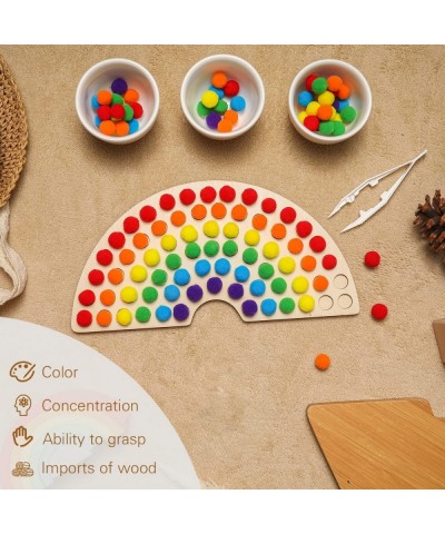 Wooden Peg Board Toddler Toys Children's Math Learning Color Row Sorting Montessori Game Rainbow Color Bead Puzzle Stacking B...