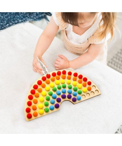 Wooden Peg Board Toddler Toys Children's Math Learning Color Row Sorting Montessori Game Rainbow Color Bead Puzzle Stacking B...