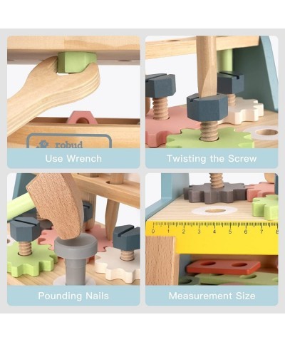 Tool Bench Set for Toddlers - Mini Wooden Work Bench for Kids Construction Toys w/Wooden Tools Educational Pretend Play Gift ...