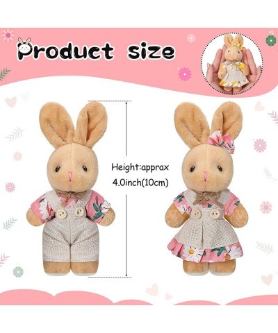 12 Pieces Mini Rabbit Stuffed Animal Plush Small Couple Bunny Plushie Burlap Floral Baby Shower Decoration Cute Soft Easter B...