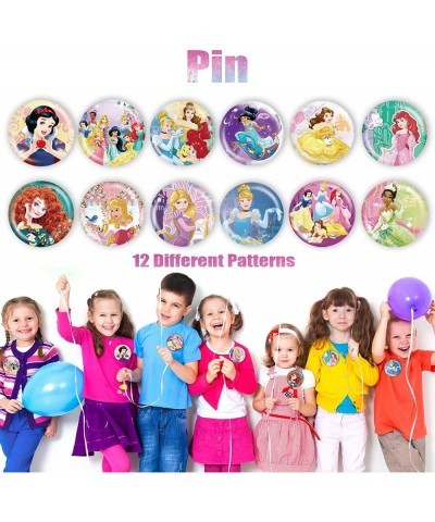 74pcs Princess Party Favors Princess Party Supplies Set Include 12 Bracelets 12 Button Pins 50 Stickers Princess Party Gifts ...