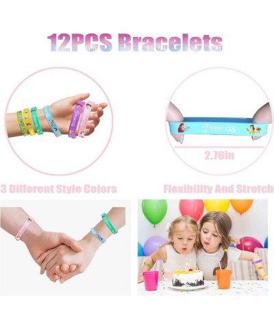 74pcs Princess Party Favors Princess Party Supplies Set Include 12 Bracelets 12 Button Pins 50 Stickers Princess Party Gifts ...