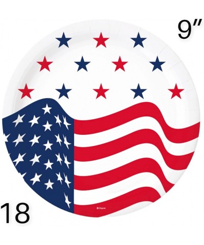 Serves 18 Red White and Blue Patriotic Party Supplies Includes Plates Cups 1 Table Cover 18 Napkins 1 USA Banner 18 Balloons ...