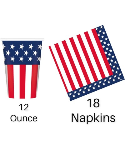 Serves 18 Red White and Blue Patriotic Party Supplies Includes Plates Cups 1 Table Cover 18 Napkins 1 USA Banner 18 Balloons ...