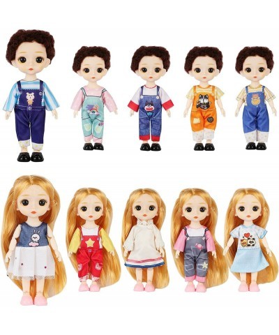 14 Pieces 5 Inch Dolls Mini Doll Set Include 1 Piece Boy Dolls 1 Piece Girl Dolls 10 Sets Handmade Doll Clothes 2 Pairs of Do...