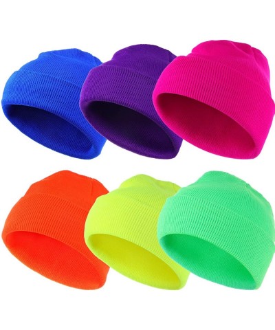 6 Pieces Neon Acrylic Watch Hat Plain Knit Long Beanie for Bachelorette Neon Party Favors Halloween and Decorations $25.25 Ki...