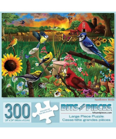 Sunflower Birds 300 Piece Jigsaw Puzzles for Adults - Each Puzzle Measures 18 Inch x 24 inch - 300 pc Jigsaws by Artist Geral...