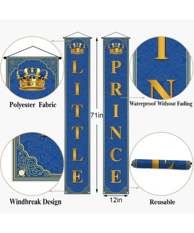 Royal Prince Baby Shower Decoration for Boy Little Prince Porch Banner Blue and Gold Little Prince Crown Royal Celebration Pa...