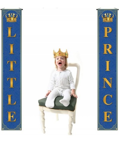 Royal Prince Baby Shower Decoration for Boy Little Prince Porch Banner Blue and Gold Little Prince Crown Royal Celebration Pa...