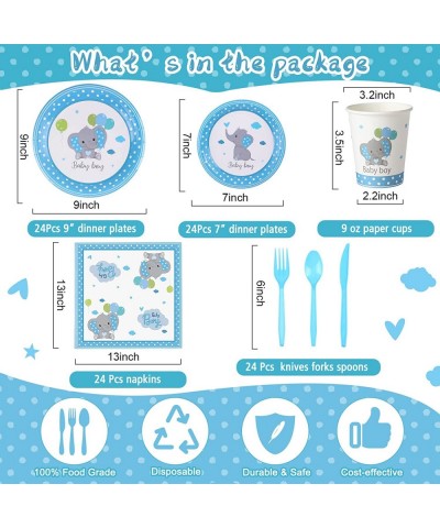 171 Pcs Elephant Theme Baby Shower Decorations for Boys It's a Boy Banners Blue Plate Napkins Cups Disposable Forks Tableware...