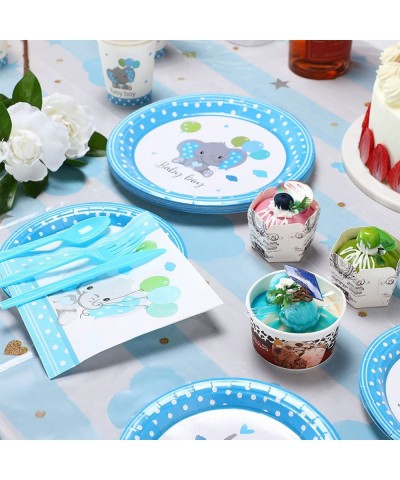 171 Pcs Elephant Theme Baby Shower Decorations for Boys It's a Boy Banners Blue Plate Napkins Cups Disposable Forks Tableware...