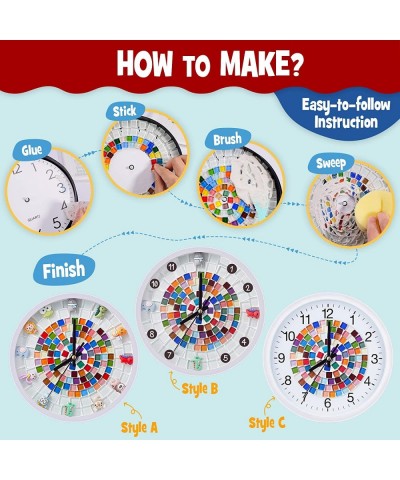 Mosaic Kids Wall Clock for Do It Yourself Creativity Craft Kits for Kids DIY Silent Clock Kits for Bedroom Decor Arts and Cra...