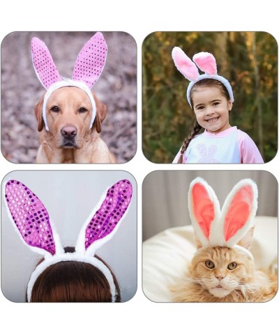 10 Packs Bunny Ears Headbands 2 Styles Plush and Sequin Easter Cute Rabbit Ears Headbands for Party Favor and Costume Decorat...