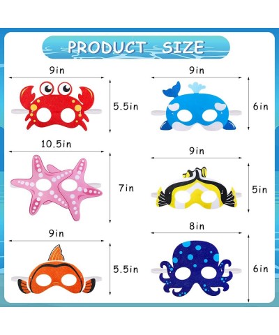 Ocean Animals Felt Masks Sea Animal Masks for Under The Ocean Themed Birthday Halloween Dress Up Costume Party Supplies (18 P...