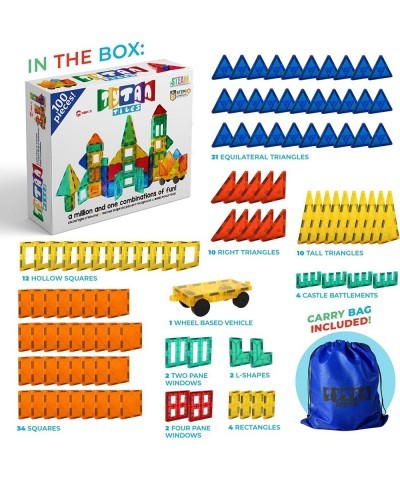 Magnetic Tiles and Building Blocks (100-Piece Set) $68.24 Toy Magnetic Building Sets