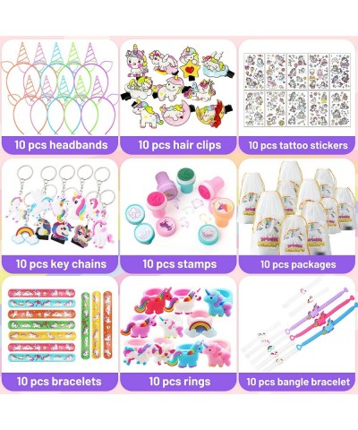 90PCs Unicorn Party Favors pack with stampers hairpin Bracelets Headbands Keychains Rings Tattoo Fillers Goodie Bag Fillers C...