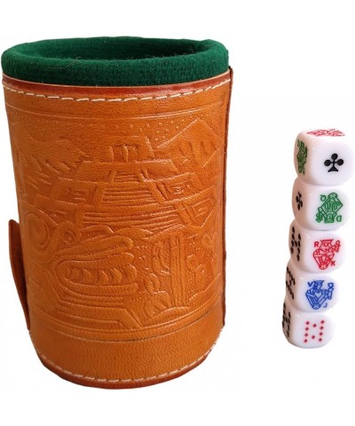 Cup Poker dice Game Set with Cup Leather Lined (cubilete)…Honey $38.05 Game Accessories