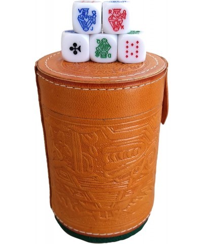 Cup Poker dice Game Set with Cup Leather Lined (cubilete)…Honey $38.05 Game Accessories