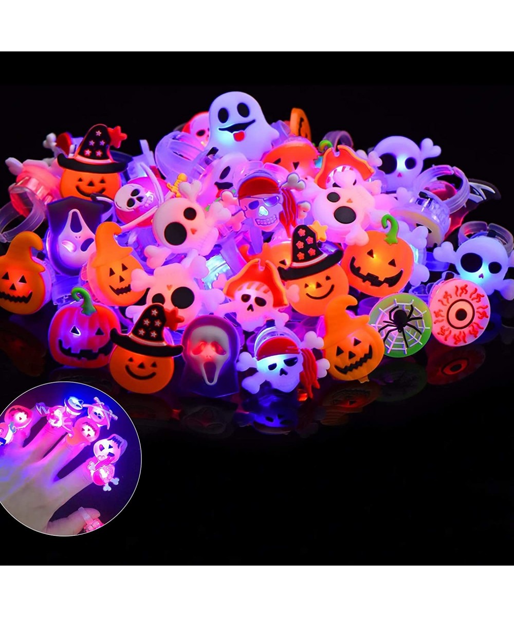 Halloween Treats 50Pcs Halloween LED Light Up Rings Toys for Kids & Adults Halloween Party Favors Glow in The Dark Great gift...