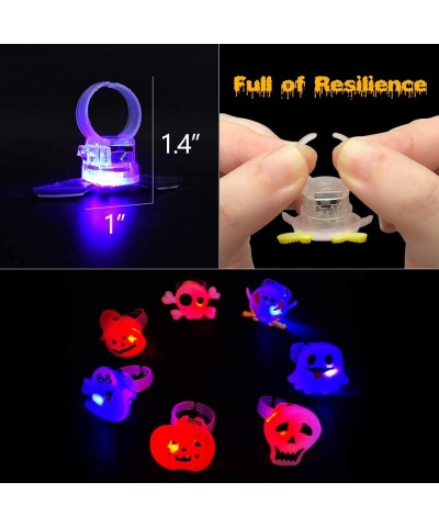 Halloween Treats 50Pcs Halloween LED Light Up Rings Toys for Kids & Adults Halloween Party Favors Glow in The Dark Great gift...