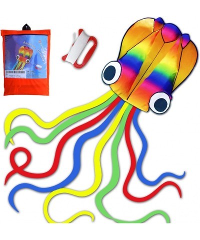 14ft R2F Rainbow Soft Octopus Kite for Kids and Audlts---Large Kite with 11.5ft Long Tail and 200ft Flying line---Easy to Fly...