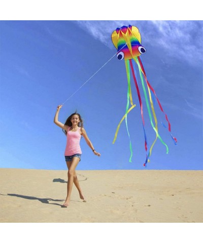 14ft R2F Rainbow Soft Octopus Kite for Kids and Audlts---Large Kite with 11.5ft Long Tail and 200ft Flying line---Easy to Fly...