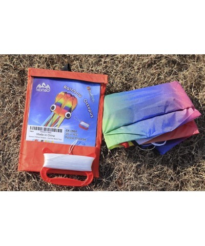 14ft R2F Rainbow Soft Octopus Kite for Kids and Audlts---Large Kite with 11.5ft Long Tail and 200ft Flying line---Easy to Fly...