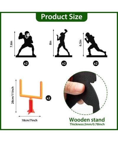 8 Pieces Football Party Decorations Wooden Football Goal Post Centerpieces Football Player Silhouette Centerpieces 3D Footbal...