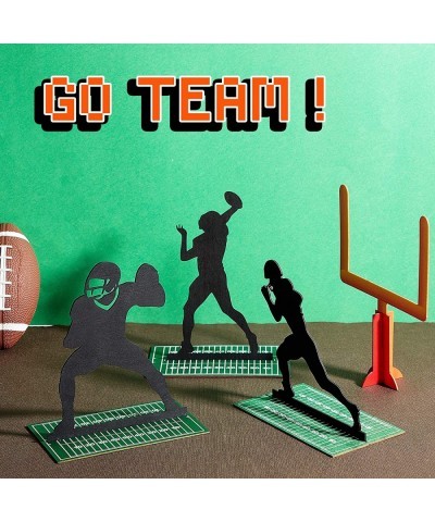 8 Pieces Football Party Decorations Wooden Football Goal Post Centerpieces Football Player Silhouette Centerpieces 3D Footbal...