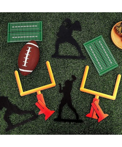 8 Pieces Football Party Decorations Wooden Football Goal Post Centerpieces Football Player Silhouette Centerpieces 3D Footbal...