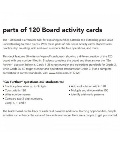 Parts of 120 Board Activity Cards Grades 2 to 3 White $25.85 Educational Flash Cards