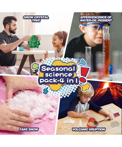 Kids Science Kit - 4 Science Experiments - Erupting Volcanos|Grow Crystal Tree|Fake Snow|Effervescence of Water-Oil Pigment D...