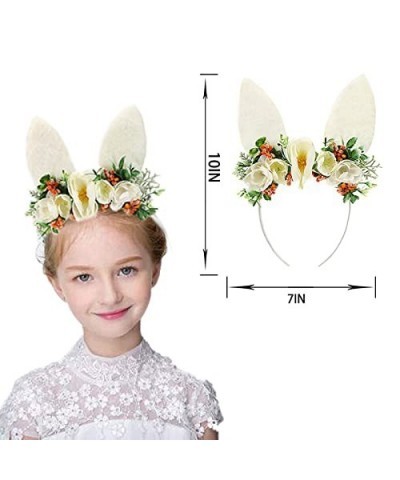 Spring Bunny Ears party Birthday Flower Crown headband Woodland Floral Head Piece Easter plush bunny ears headband wreath sim...