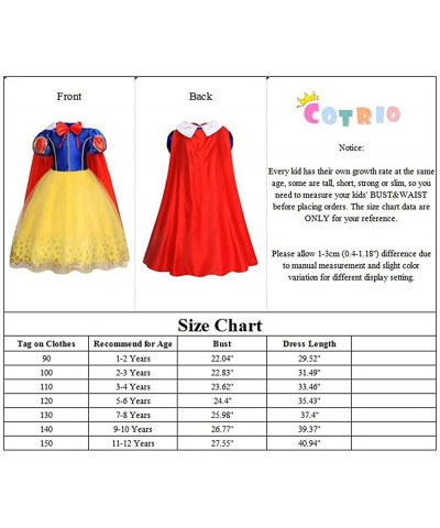 Princess Costume Dress for Girls Birthday Theme Party Halloween Cosplay Outfits with Red Bowknot Headband $48.89 Kids' Costumes