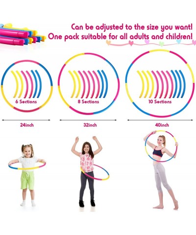 6 Pack Exercise Hoop Adjustable Detachable Length Toy Color Plastic Hoop for Boys Girls Sports Playing Gymnastics Party Games...