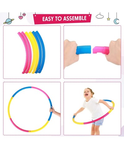 6 Pack Exercise Hoop Adjustable Detachable Length Toy Color Plastic Hoop for Boys Girls Sports Playing Gymnastics Party Games...