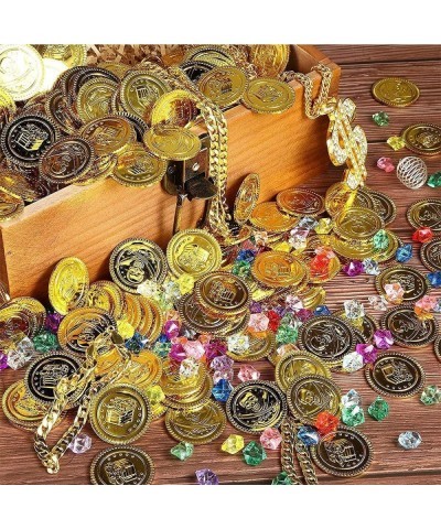 290pcs Pirate Gold Coins and Pirate Gems Jewelry Playset Gold Coins Novelty Party Favors Treasure Toys Activity Party Decorat...