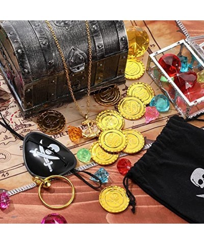 290pcs Pirate Gold Coins and Pirate Gems Jewelry Playset Gold Coins Novelty Party Favors Treasure Toys Activity Party Decorat...